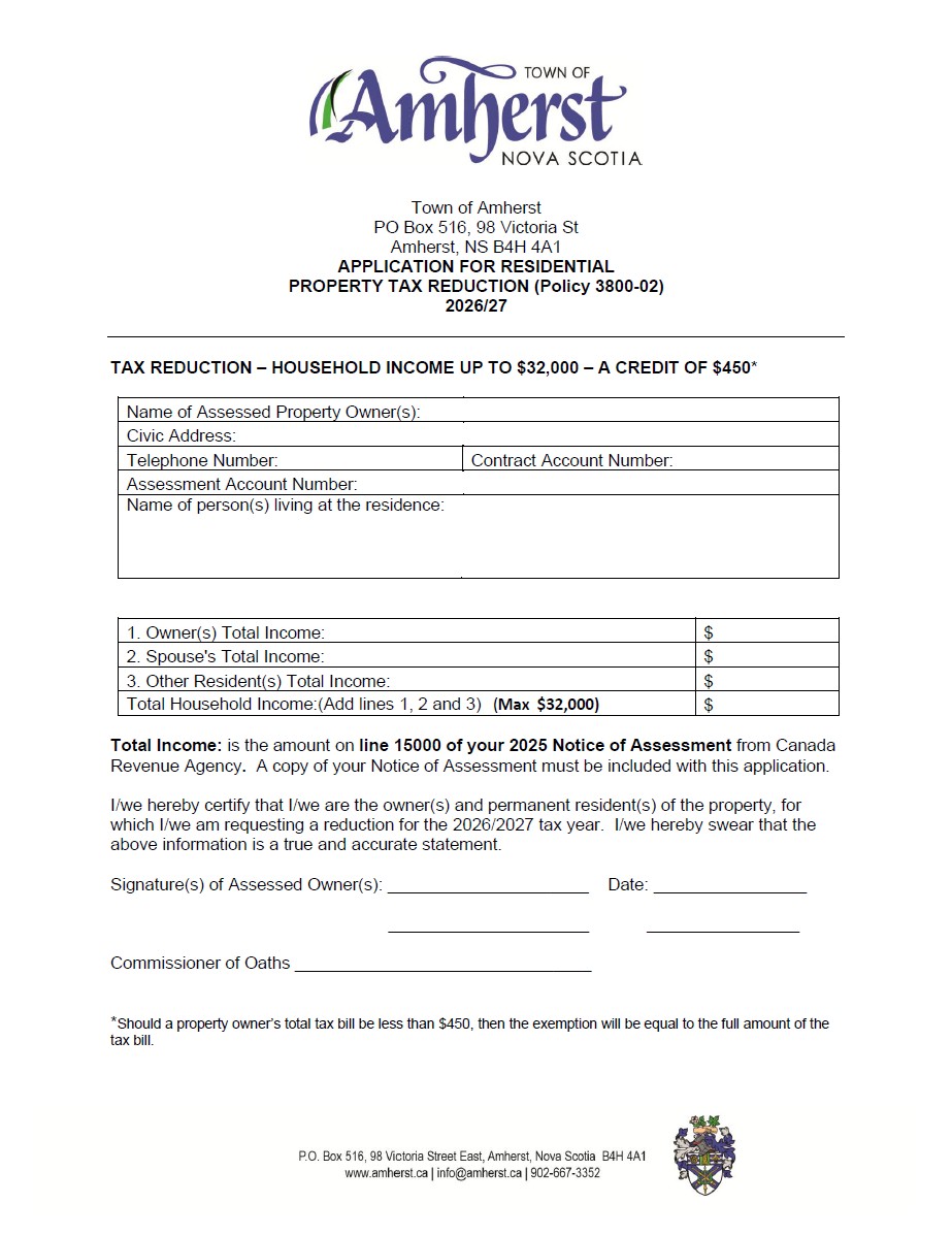 2026 27 Property Tax Reduction Application